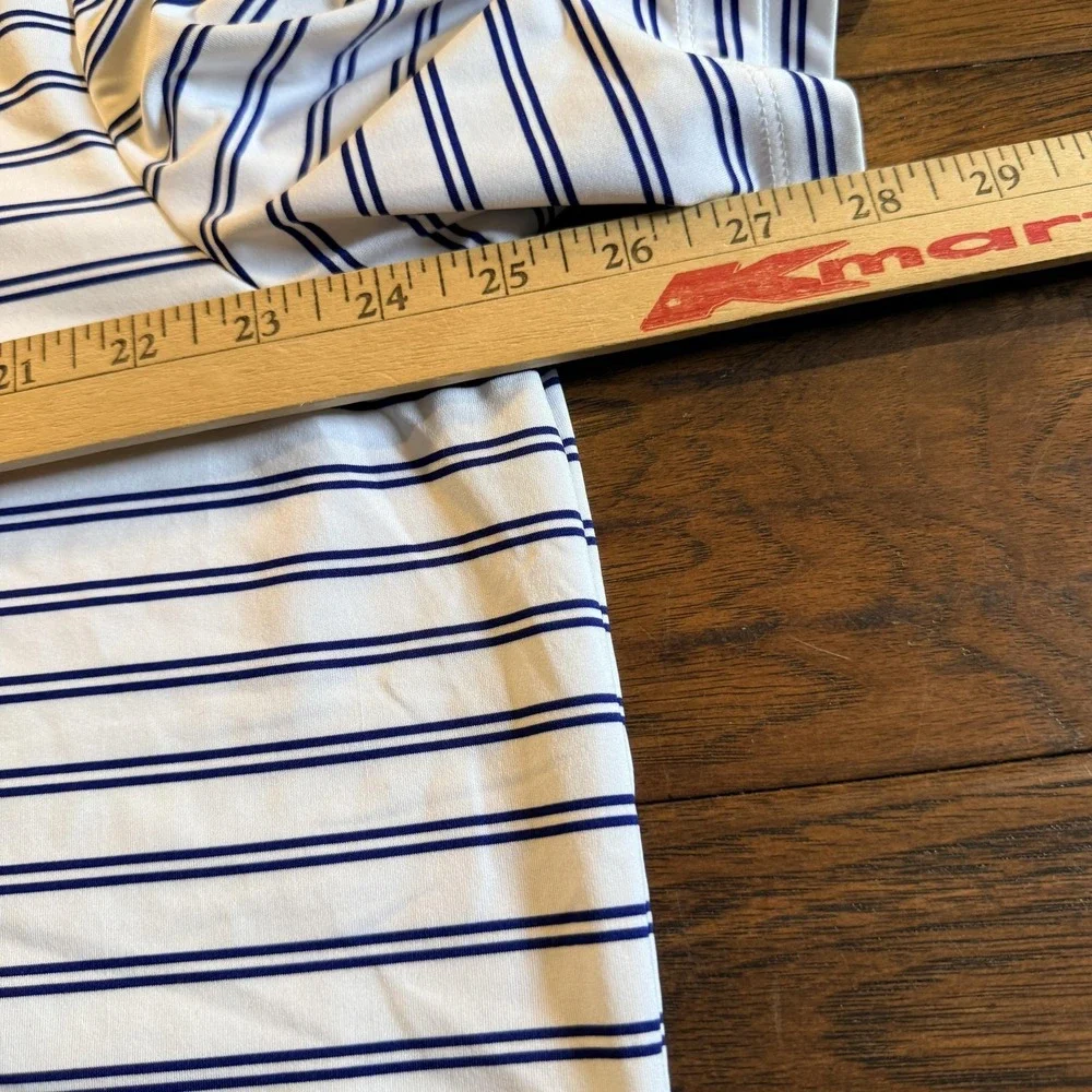 RLX Ralph Lauren Polo Shirt Mens XL blue Striped Golf Performance Logo???
